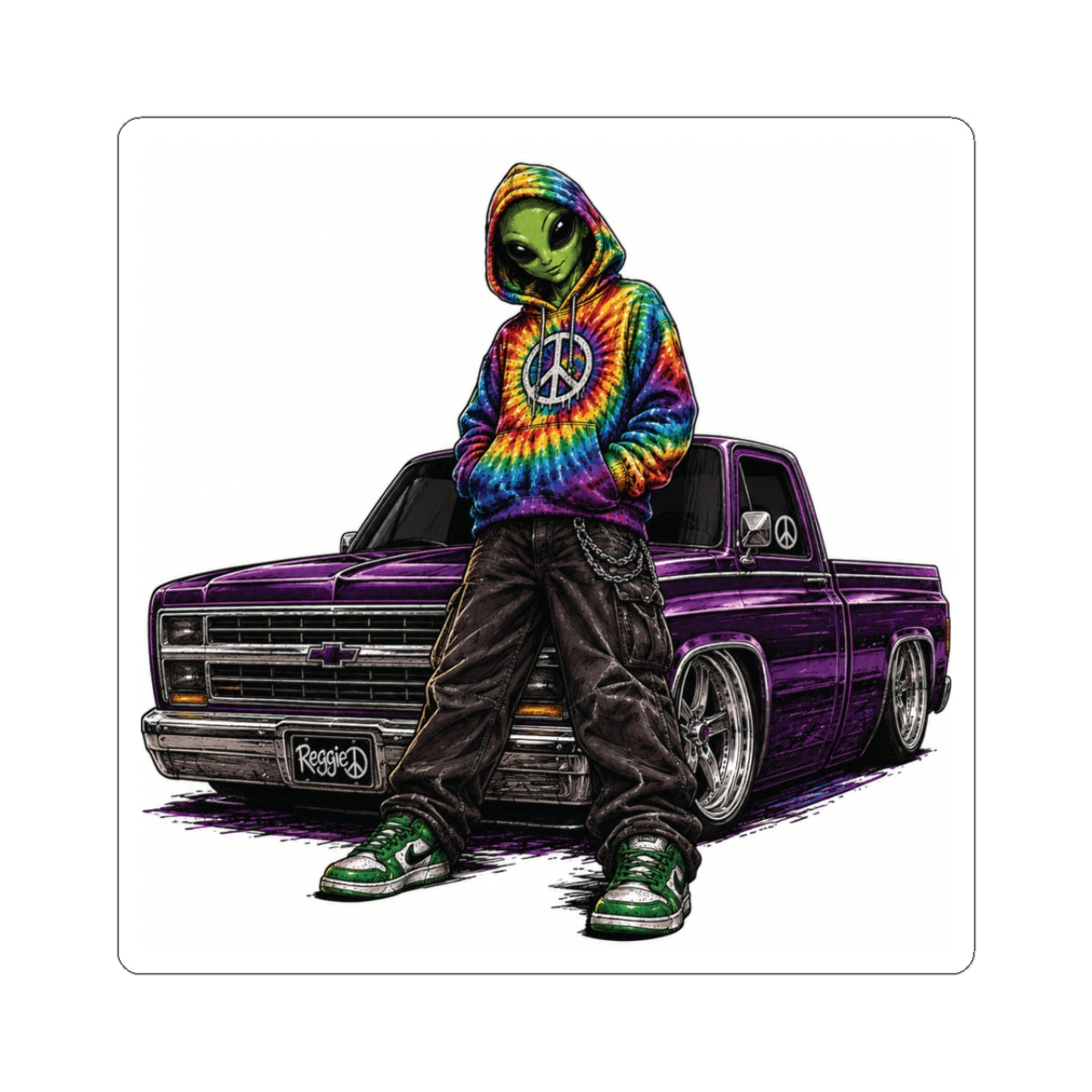 Retro Lowrider Truck Kiss-Cut Sticker